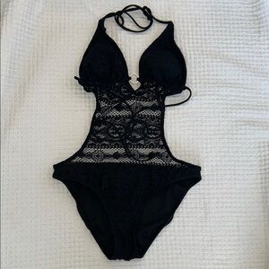 Xhilaration Black Lace One Piece Swimsuit